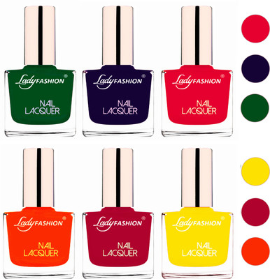 

Lady Fashion 60 Seconds Super Shine Nail Polish (Set of 6) Dark Green,Blue,Sweet Red,Juicy Orange,Pink,Yellow(Pack of 6)