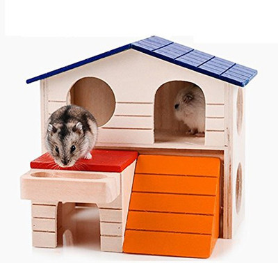 

Anokhe Collections Two Stories Wooden Pet House cum Villa with ladder, food shelf and Platform, Hamster, Chipmunk, Squirrel, Hedgehog, Mouse House
