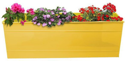 TrustBasket Rectangular Railing Planter - Yellow (23 Inch) Plant Container Set(Metal)