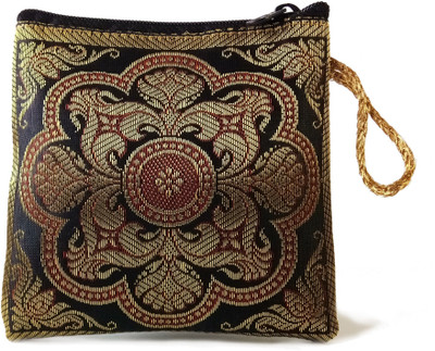 

37 ThirtySeven Zari work Silk Hand Held Pouch for womens ( Black Color) Pouch(Black)