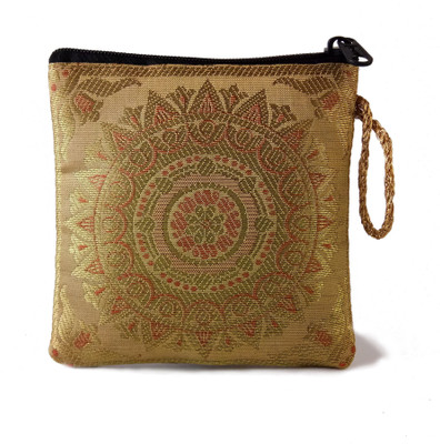 

37 ThirtySeven Zari work Silk Hand Held Pouch for womens ( Yellow Color) Pouch(Yellow)