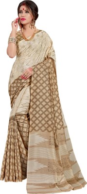 Ratnavati Printed Bollywood Silk Blend Saree(Beige)