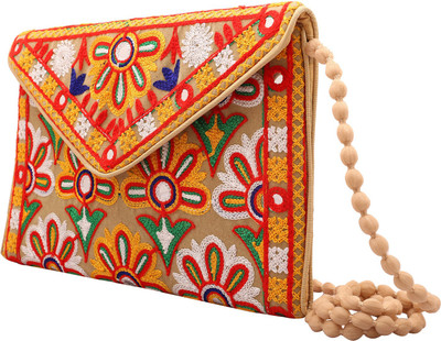 

Craft Trade Girls Evening/Party Beige Cotton Sling Bag