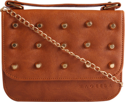 

Haqeeba Women Casual Tan Leatherette Sling Bag