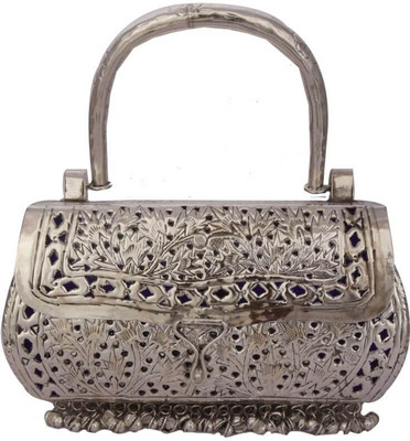 

TJORI Women Casual Silver Metal Hand-held Bag
