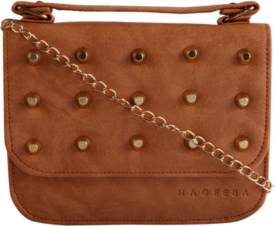 

Haqeeba Women Casual Beige Leatherette Sling Bag
