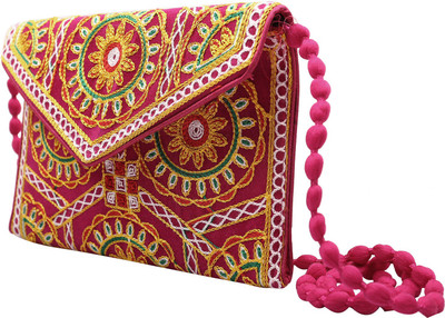 

Craft Trade Girls Evening/Party Pink Cotton Sling Bag