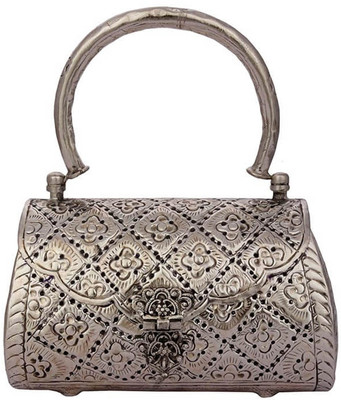 

TJORI Women Casual Silver Metal Hand-held Bag