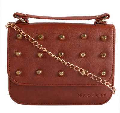 

Haqeeba Women Casual Brown Leatherette Sling Bag