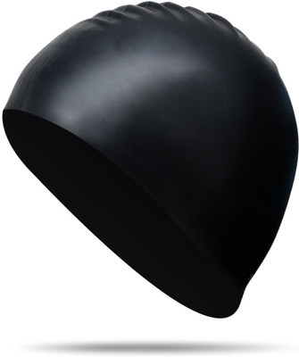 

QUINERGYS ™ Black olive - Flexible and Ear Waterproof,100% Silicone Breathable Swim Cap Swimming Cap(Black, Pack of 1)