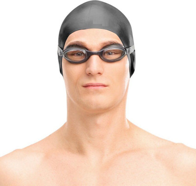 

QUINERGYS ™ Bean - Swimming Cap, Silicone Swimming Cap,Anti-allergy - High Elasticity - Durable,Does Not Pull Hair Swimming Cap(Black, Pack of 1)