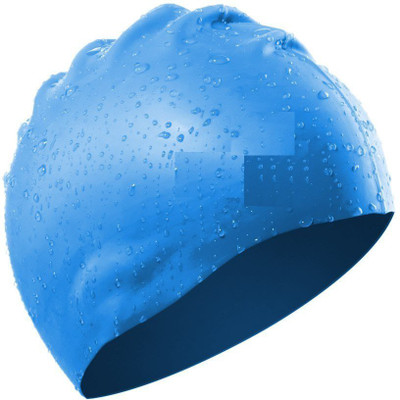 

QUINERGYS ® Indigo Blue - Silicone Swim Cap Waterproof Bathing Cap Durable and High Elastic for Men & Women Competition Swim Cap Best to Keep Hair Dry Swimming Cap(Blue, Pack of 1)