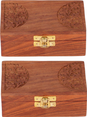 

Craft Art India Wooden Jewellery/Jewelery/Accessories Storage Box with Carving {Size(Inch):1.97x2.85x4.92}each Jewellery Vanity Box(Brown)