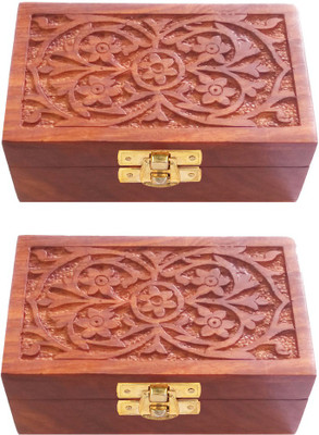 

Craft Art India Wooden Jewellery/Jewelery/Accessories Storage Box with Carving {Size(Inch):1.97x2.85x4.92}each Jewellery Vanity Box(Brown)