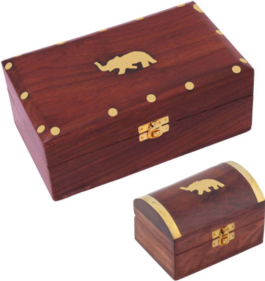 

Craft Art India Home Decor Wooden Decorative Jewelry/Jewellery Storage Box (2 Sizes) {Size(Inch):2x5x3/1.75x2.75x2} Jewellery Vanity Box(Brown)