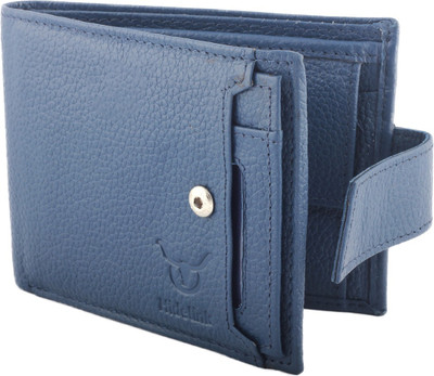 

Hidelink Men Blue Genuine Leather Wallet(6 Card Slots)