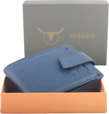 

Hidelink Men Blue Genuine Leather Wallet(6 Card Slots)