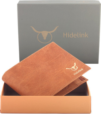 

Hidelink Men Tan Genuine Leather Wallet(4 Card Slots)