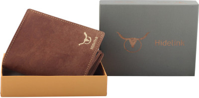 

Hidelink Men Brown Genuine Leather Wallet(8 Card Slots)