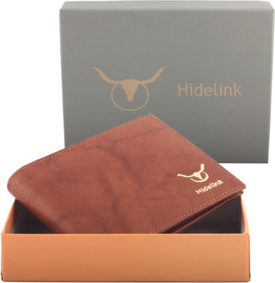 

Hidelink Men Tan Genuine Leather Wallet(4 Card Slots)