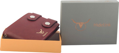 

Hidelink Men Brown Genuine Leather Wallet(10 Card Slots), Cherry brown