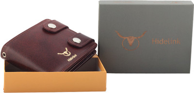 

Hidelink Men Brown Genuine Leather Wallet(10 Card Slots)