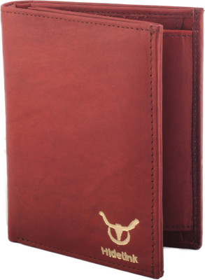 

Hidelink Men Brown Genuine Leather Wallet(15 Card Slots), Reddish brown