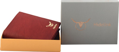 

Hidelink Men Brown Genuine Leather Wallet(15 Card Slots), Reddish brown