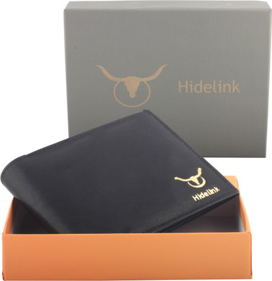 

Hidelink Men Black Genuine Leather Wallet(3 Card Slots)