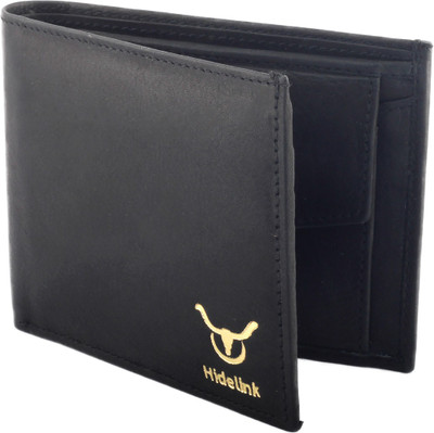 

Hidelink Men Black Genuine Leather Wallet(3 Card Slots)