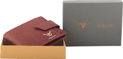 

Hidelink Men Brown Genuine Leather Wallet(8 Card Slots), Reddish brown