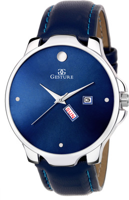

Gesture 1129- Blue Casual Day and Date Watch - For Men