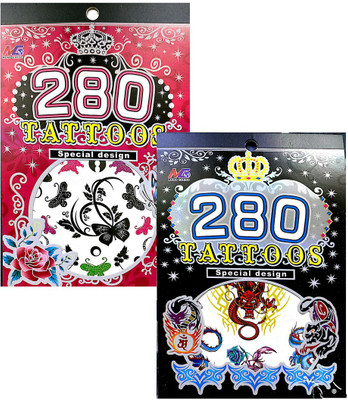 

Ascend Store Combo of 2 Tattoo Booklets of Attractive Designs for Kids. Book No 1 & 8