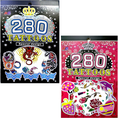 

Ascend Store Combo of 2 Tattoo Booklets of Attractive Designs for Kids. Book No 4 & 8