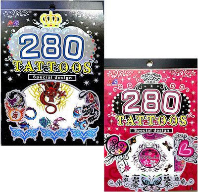 

Ascend Store Combo of 2 Tattoo Booklets of Attractive Designs for Kids. Book No 2 & 8
