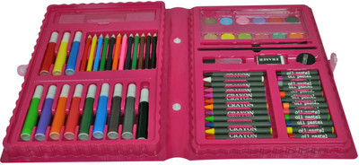 

EZ Life 68 Pcs Art Party Kit - Pink - 12 Sketch Pens, 12 Color Pencil, 12 Oil Pastels, 12 Wax Crayons, 12 Paints, 1 Paint Brush, 1 Palette, 1 Pencil, 1 Eraser, 1 Sharpner, 1 Ruler, 1 Glue & 1 Box