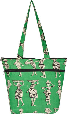

KeKe Kalamkari lady tribal Shoulder Bag(Green, 3 L)