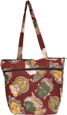 

KeKe Kalamkari faceprint kathakali and budha Shoulder Bag(Brown, 3 L)