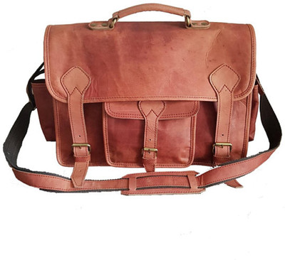 

STYLOLEATHERBAGS Leather Messenger Bag Leather Laptop College Office Bag Messenger Bag(Brown, 16 inch)