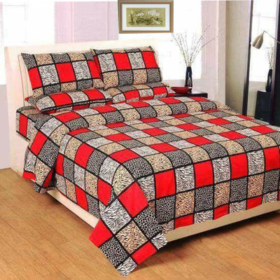 TrueValue Creations 180 TC Polycotton Double 3D Printed Flat Bedsheet(Pack of 1, Multicolor)
