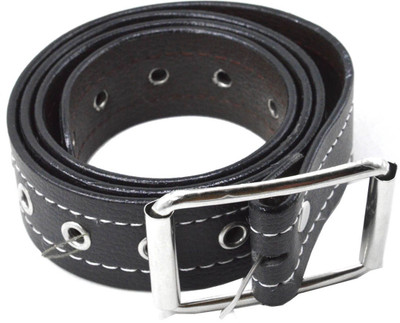 

Faynci Men Casual Black Artificial Leather Belt, Biker new fashion rivet eyelet studded black leather belt for unisex casual & formal