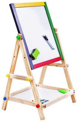 

EZ Life Easel Board - Black & White Magnetic Board, Magnetic Alphabets & Numbers, Chalks, Duster Set - Wood Board Game