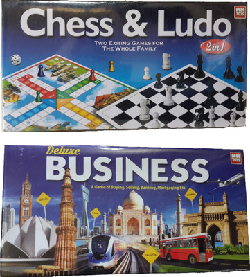

NILSEA , MMT Mini Chess & Ludo (2 In 1) + Mini Business Delux, Sets of 2 | Fun for The Whole Family & Friends to Play Board Game