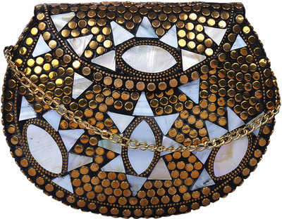 

Anekaant Party Gold Clutch