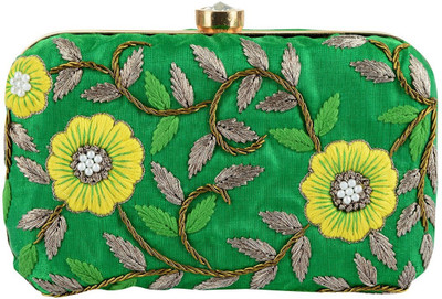 

TOOBA HANDICRAFT Casual Green Clutch