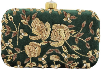 

TOOBA HANDICRAFT Casual Green Clutch