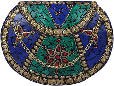 

Anekaant Party Green, Blue Clutch, Blue;green
