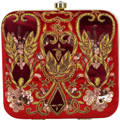 

TOOBA HANDICRAFT Casual Red Clutch