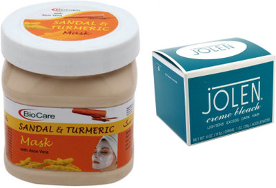 

Biocare Sandal & Turmeric Mask 500ml and Jolen Crème Bleach 18g(Set of 2)