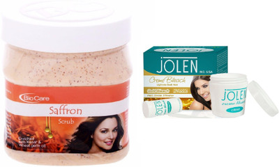 

Biocare Saffron Scrub 500ml and Jolen Gold Bleach Crème 18g(Set of 2)